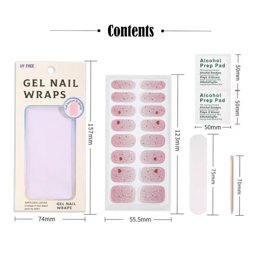 Pink And Silver Glitter Gradient Gel Nail Wraps